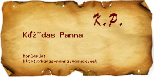 Kádas Panna névjegykártya